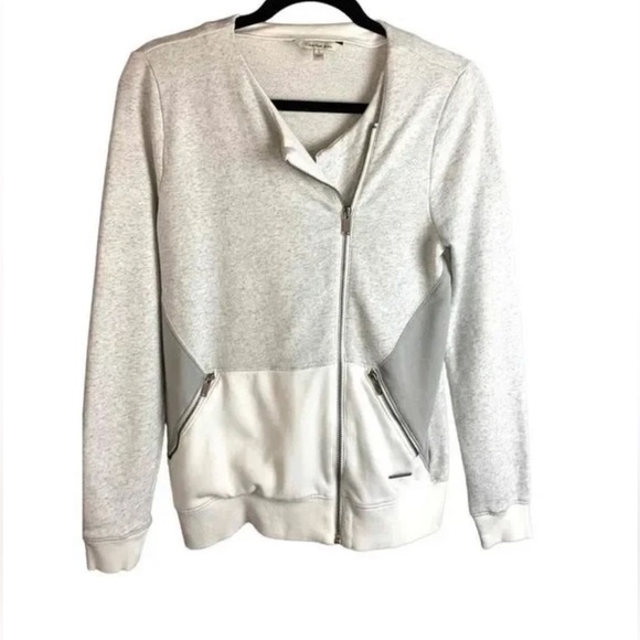 Calvin Klein NWT Sweatshirt WHITE WASH heather Denim Active Activewear Large L - Picture 1 of 10